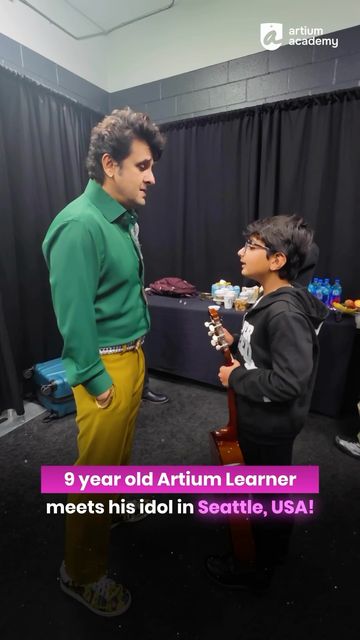 9-year-old Adwit meets Sonu Nigam in Seattle