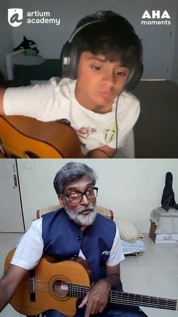 Vihaansai plays guitar in an AHA Moment